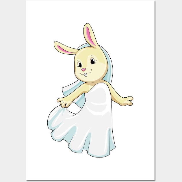 Bunny as Bride with Veil Wall Art by Markus Schnabel